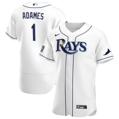 Tampa Bay Rays #1 Willy Adames Men's Nike White Home 2020 World Series Bound Authentic Player MLB Jersey